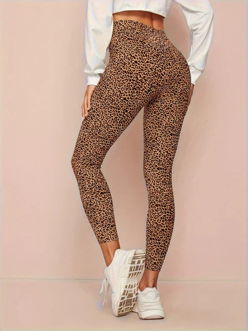 Leggings a vita alta leopardati da donna