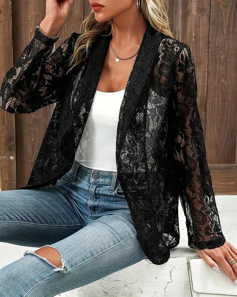 Blazer leggero con dettagli in pizzo da donna