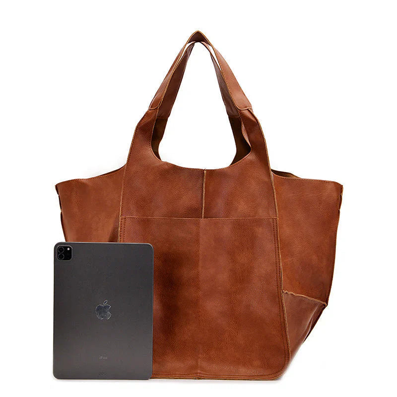 Borsa a spalla oversize vintage in pelle da donna
