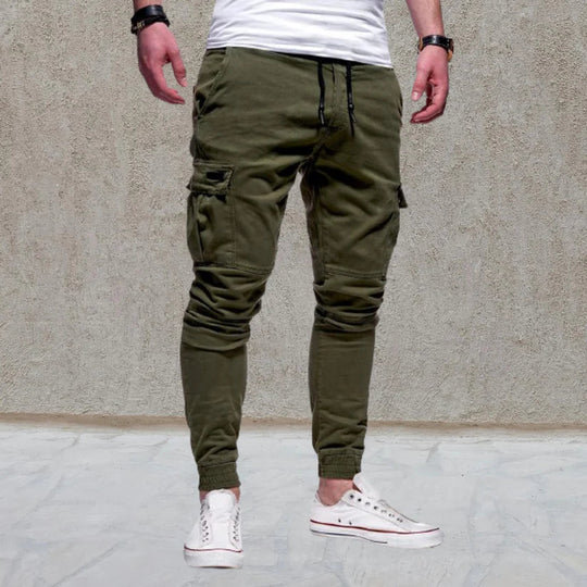 Pantaloni cargo casual con tasche a patta da uomo