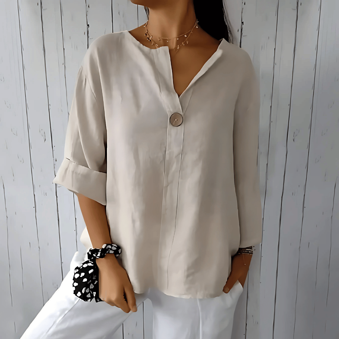 Blusa estiva ampia con scollo a V da donna