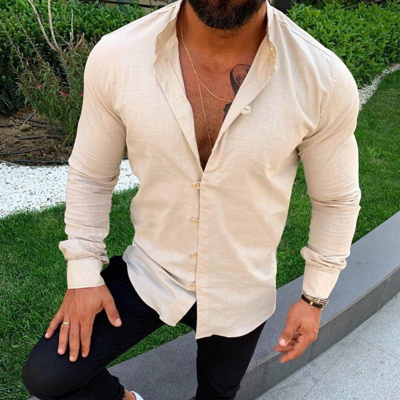 Camicia in lino a maniche lunghe da uomo
