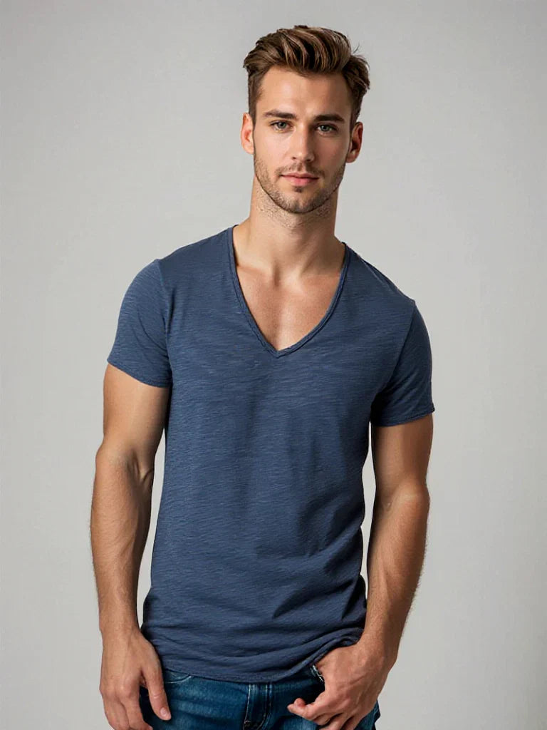 T-shirt con scollo a V da uomo