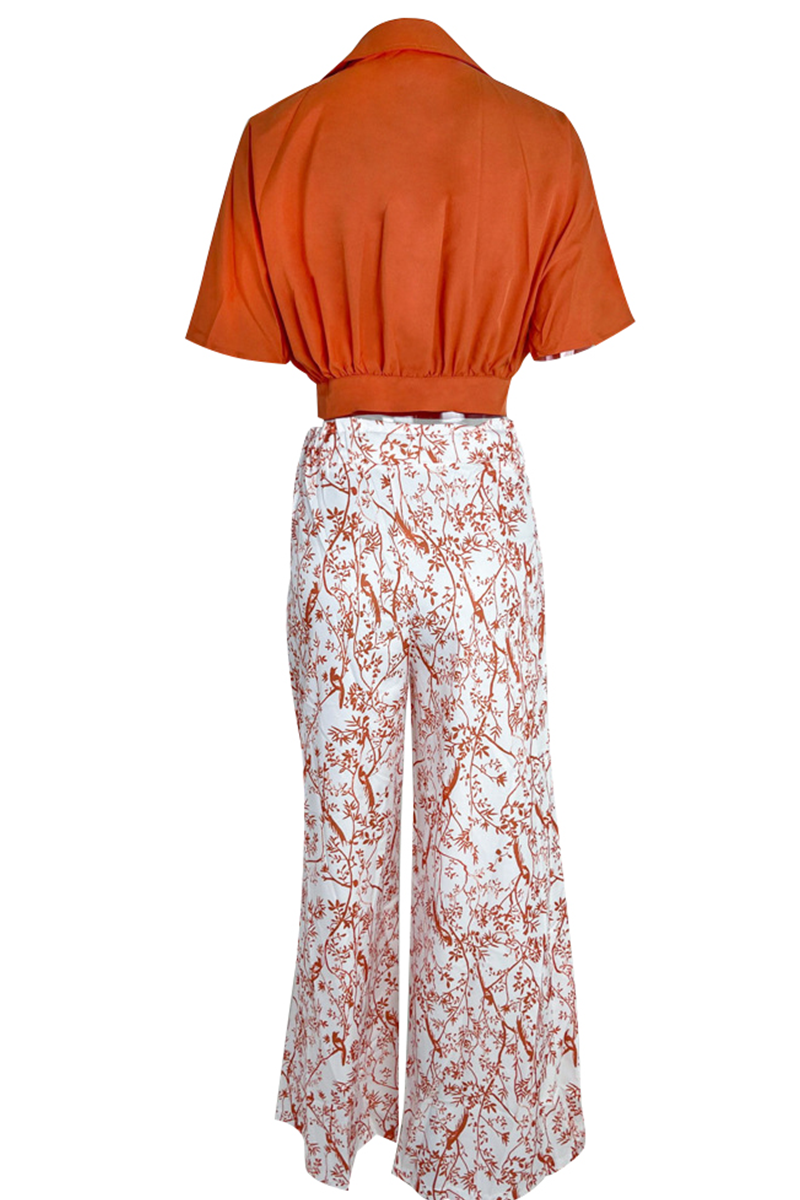 Completo due pezzi con top a sbuffo e pantaloni palazzo da donna