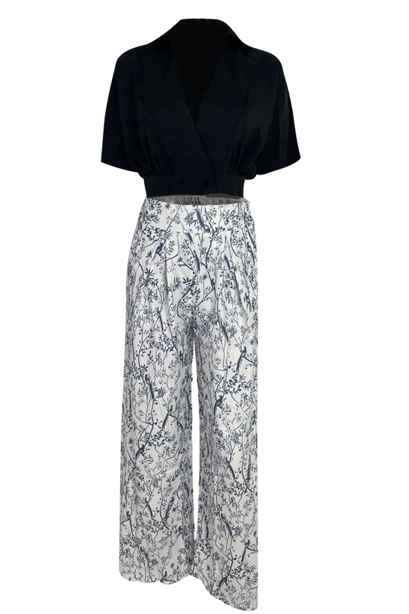 Completo due pezzi con top a sbuffo e pantaloni palazzo da donna