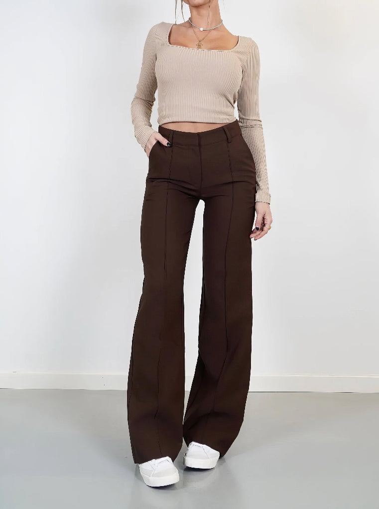 Pantaloni a vita alta e gamba larga da donna