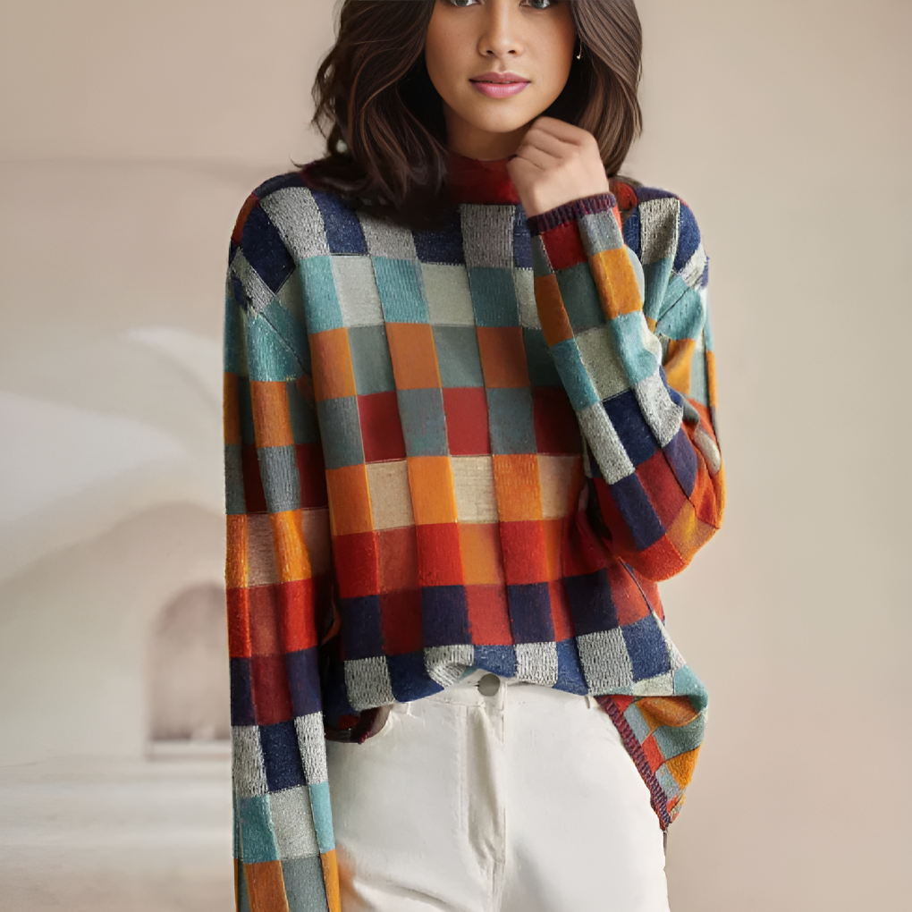 Maglione a collo alto in maglia fine effetto lana da donna