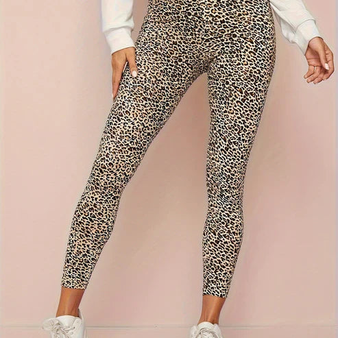 Leggings a vita alta leopardati da donna