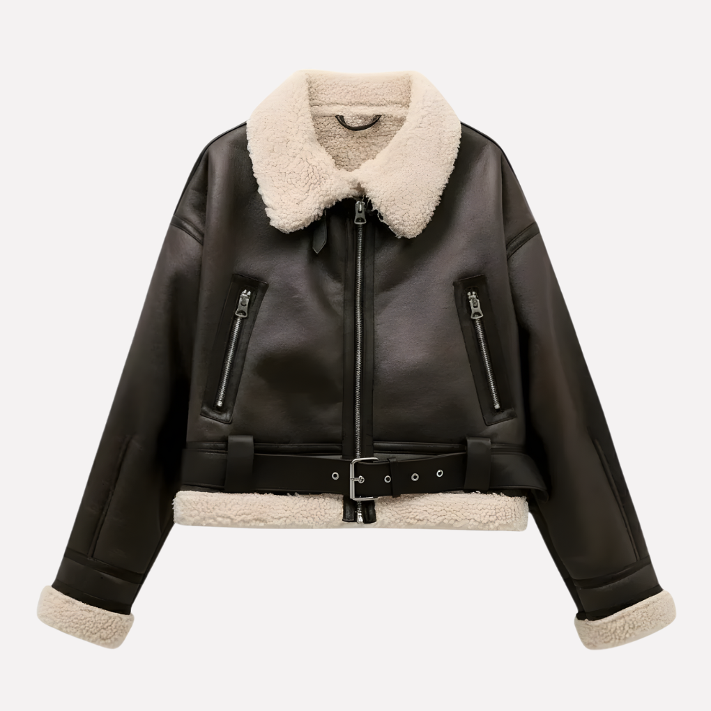 Giacca con zip e cintura all'orlo da donna
