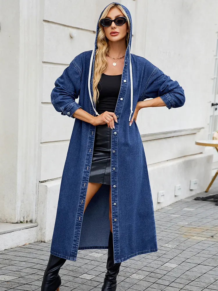 Giacca Trench Lunga in Denim da Donna