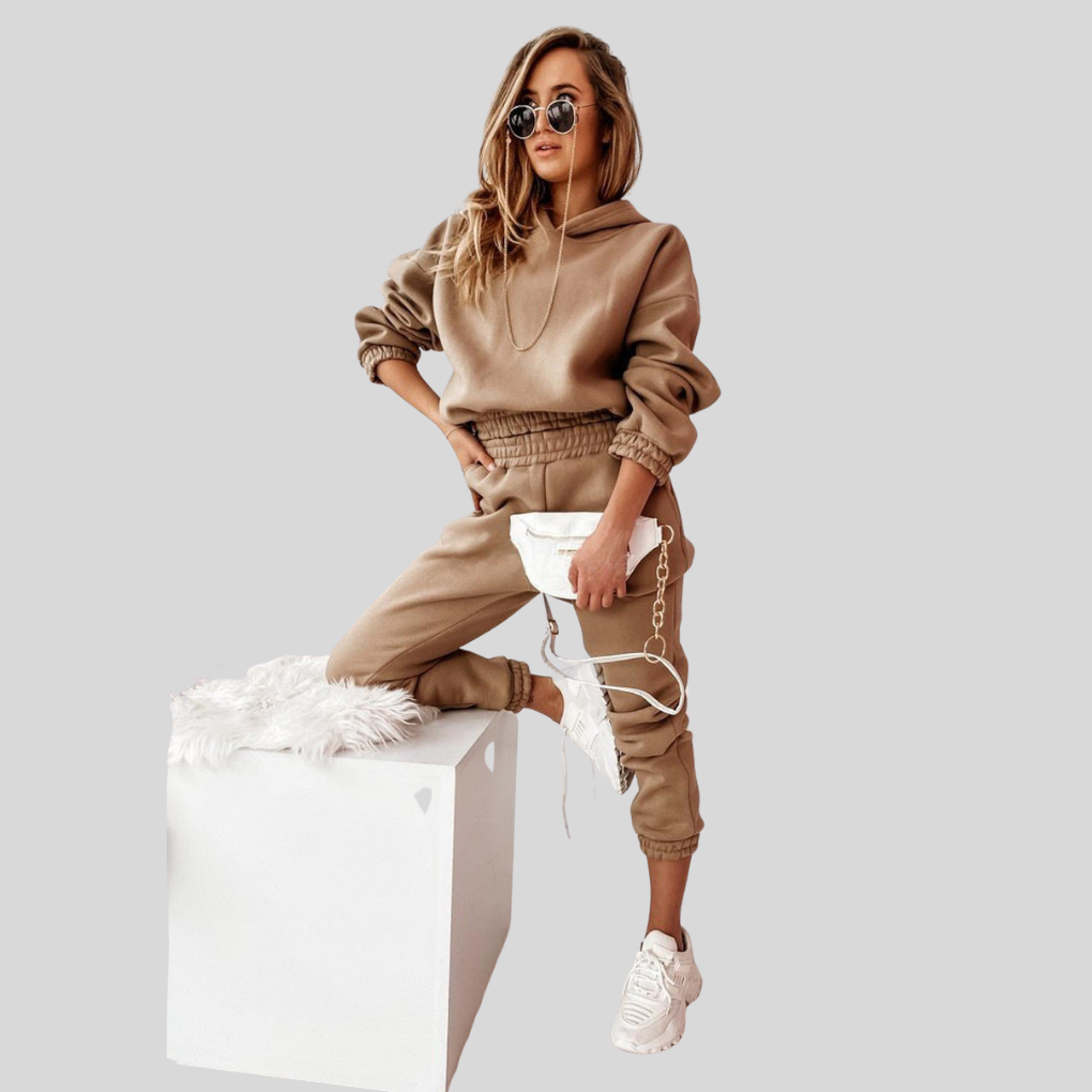Tuta jogger due pezzi in misto cotone da donna