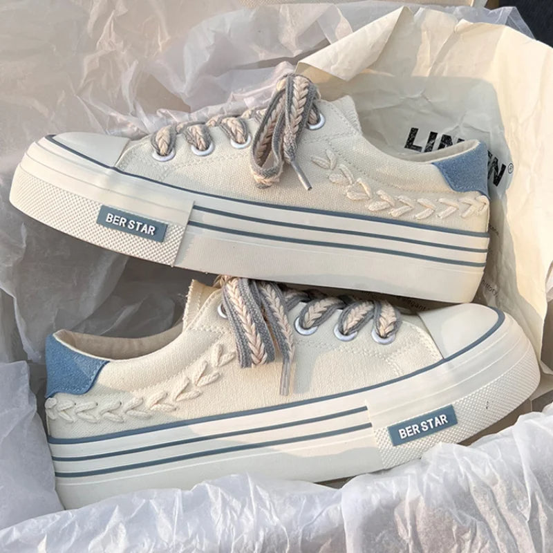 Sneakers in tela con suola platform
