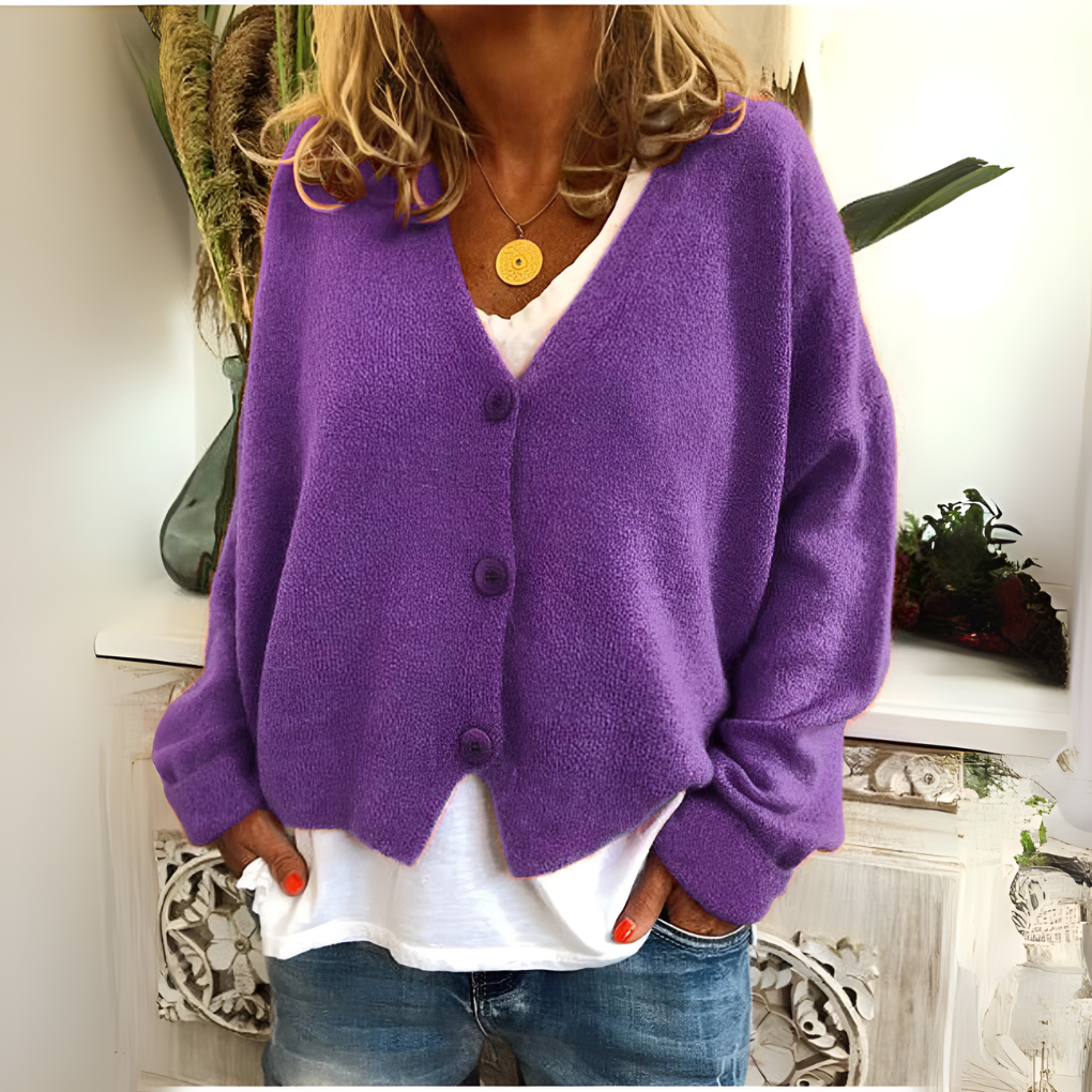 Cardigan morbido in maglia con scollo a V da donna