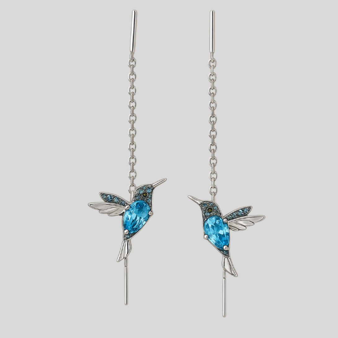 Orecchini pendenti colibrì con cristalli da donna