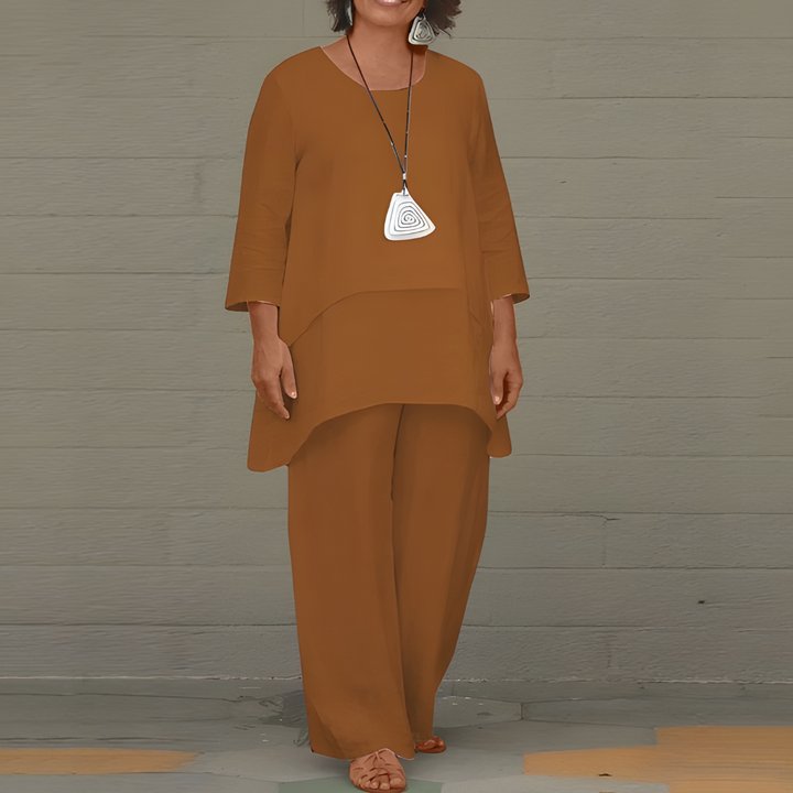 Completo due pezzi in lino da donna