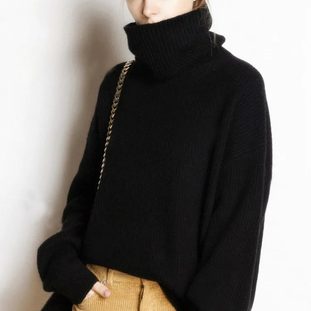 Maglione oversize a collo alto in maglia grossa da donna
