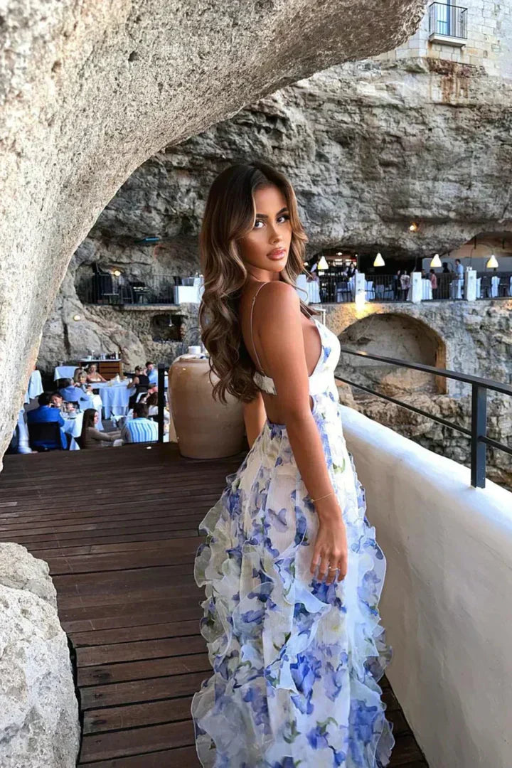 Abito a fiori con volant da donna