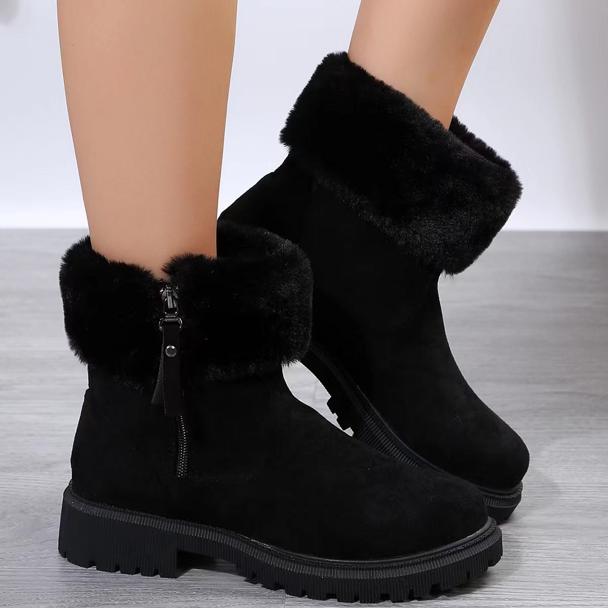 Stivaletti invernali con zip in similpelle da donna