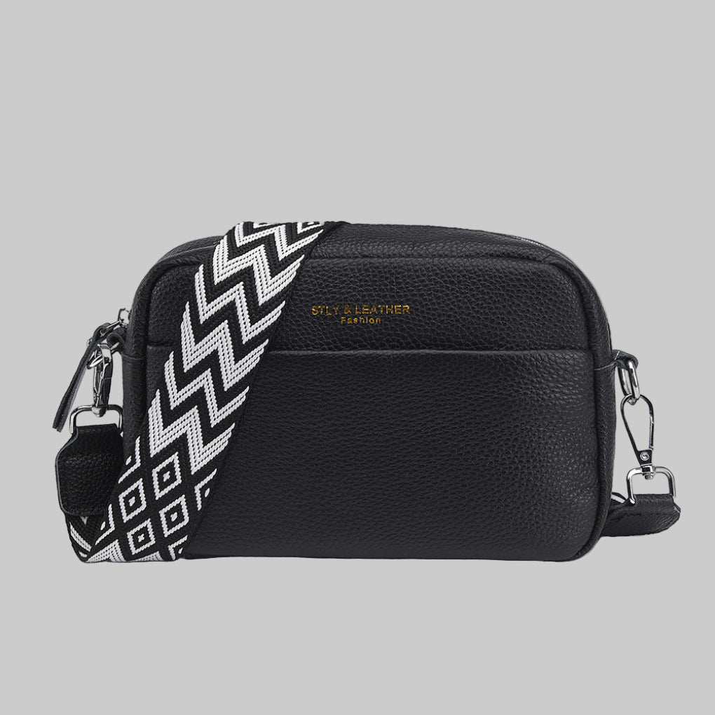 Borsa a mano in vera pelle con tracolla da donna