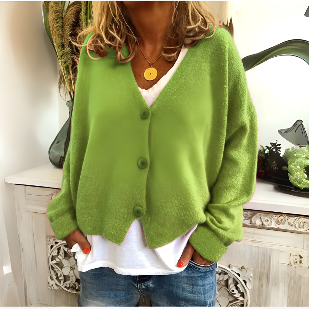 Cardigan morbido in maglia con scollo a V da donna