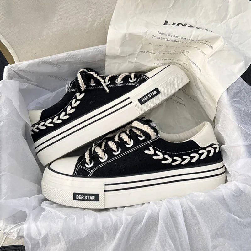 Sneakers in tela con suola platform