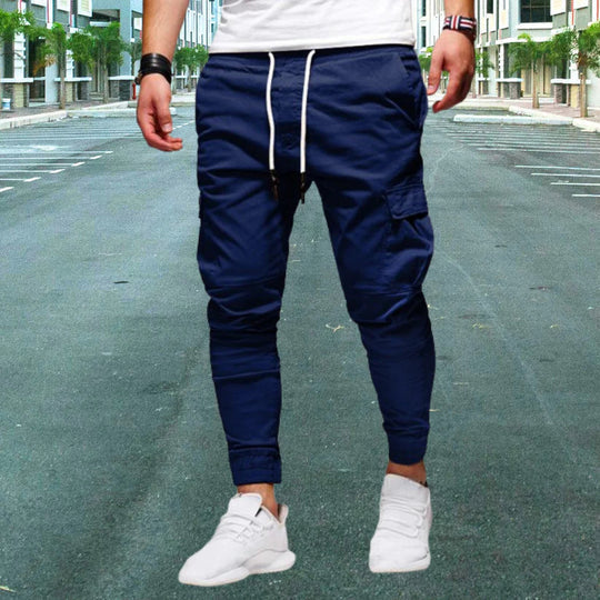 Pantaloni cargo casual con tasche a patta da uomo