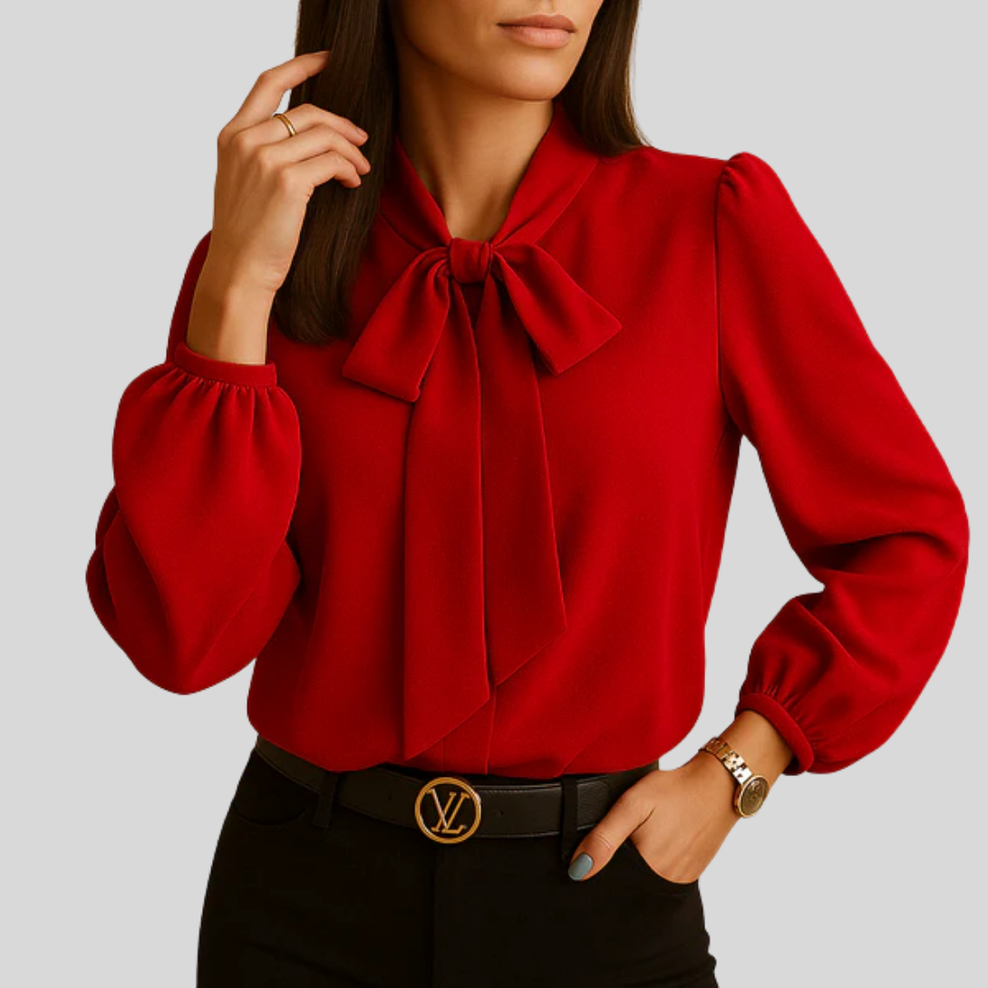 Blusa con fiocco al collo da donna
