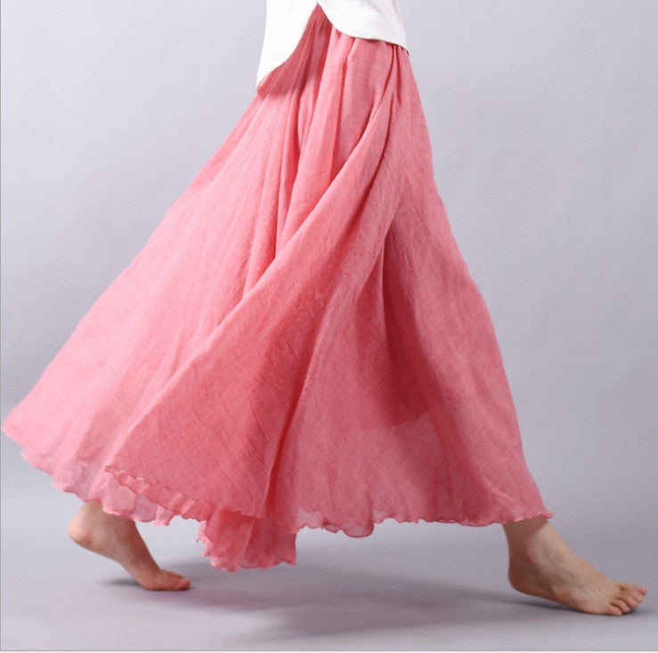 Gonna lunga in lino stile boho da donna
