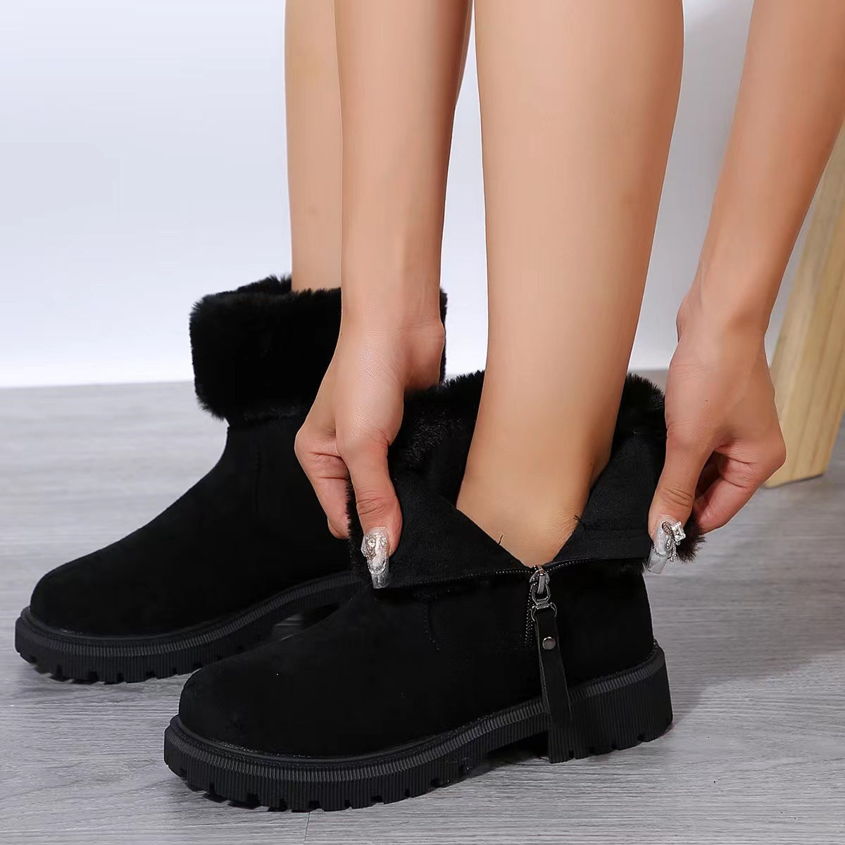 Stivaletti invernali con zip in similpelle da donna