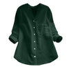 Blusa in cotone e lino a maniche lunghe da donna