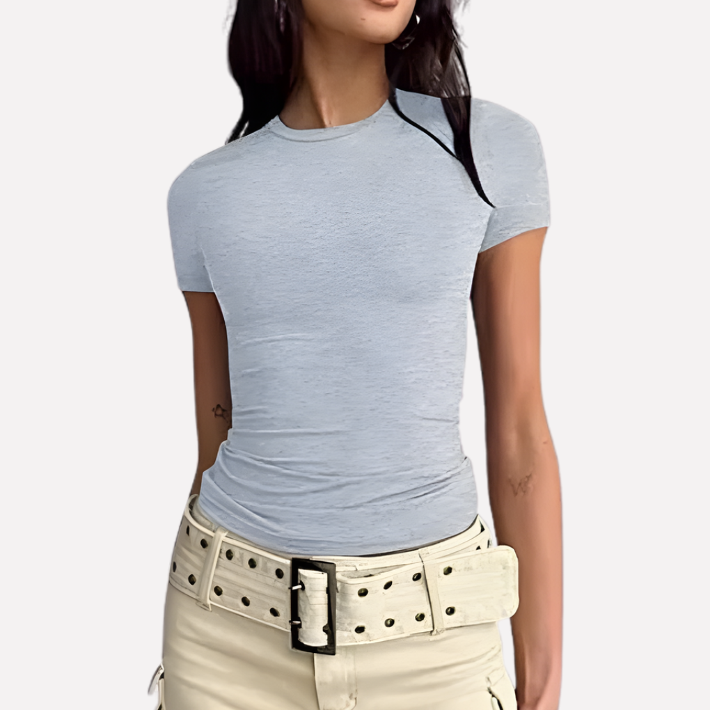 Crop top a maniche lunghe in maglia da donna