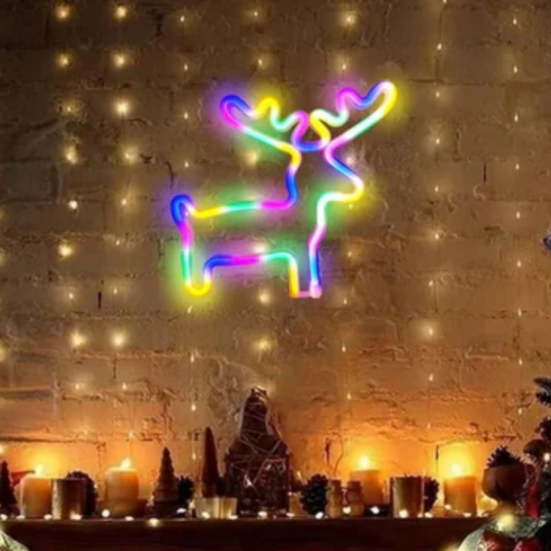Insegna LED effetto neon a forma di albero di Natale
