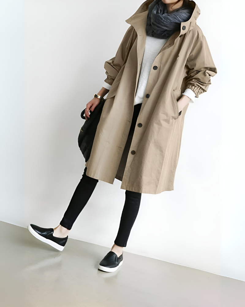 Trench classico con cappuccio da donna