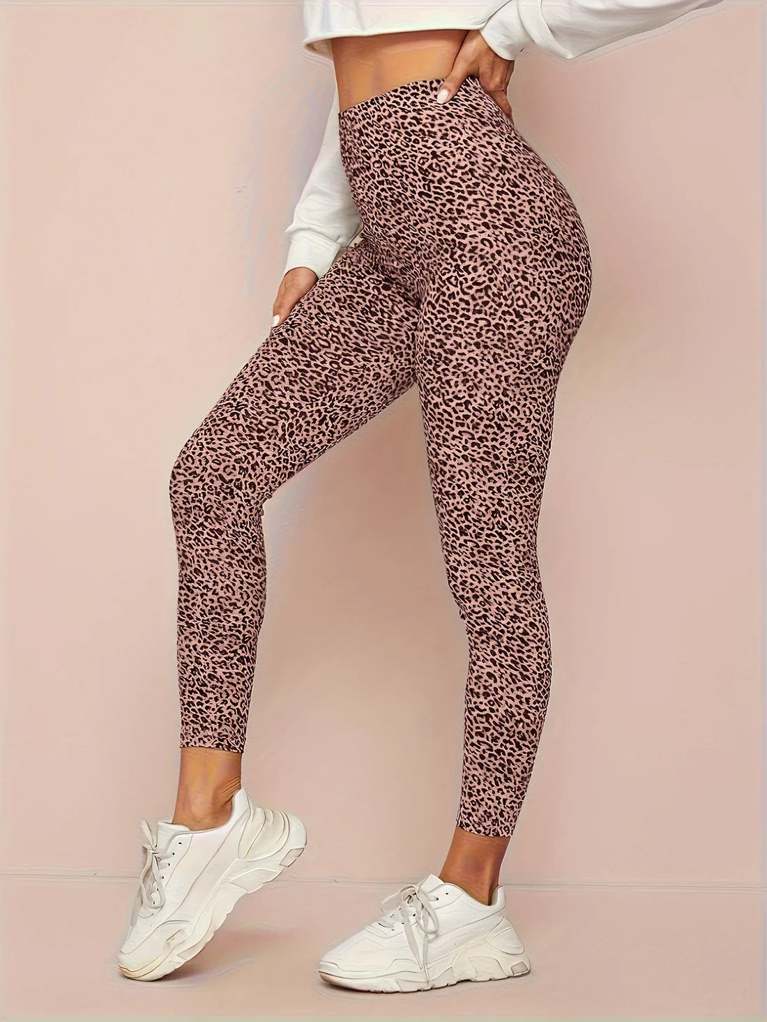 Leggings a vita alta leopardati da donna