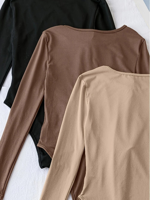 Body a maniche lunghe da donna, set da 3