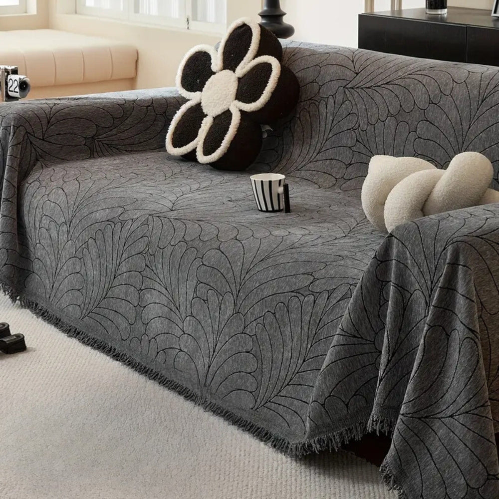 Frond – Copridivano reversibile jacquard con motivo a foglie