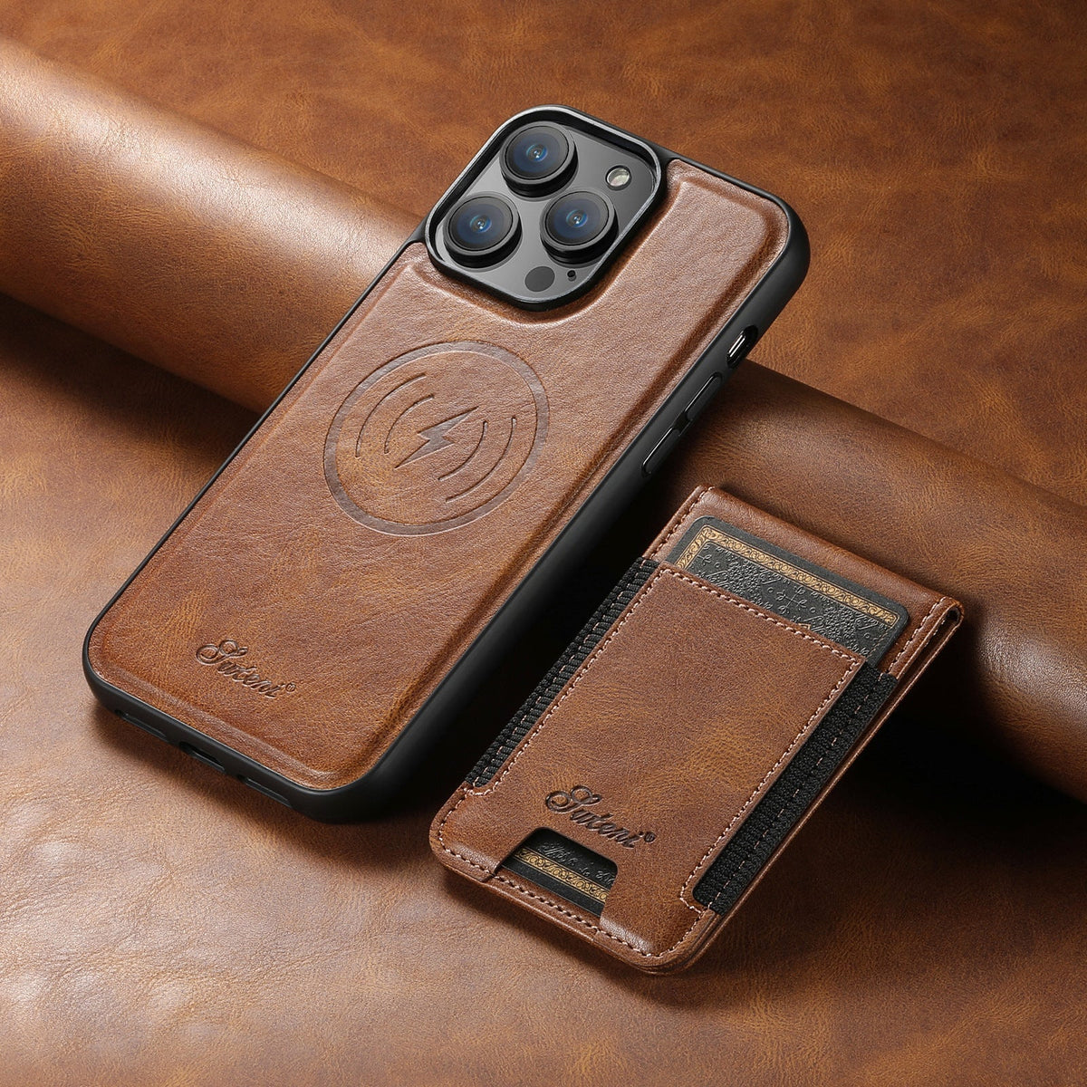 Cover per smartphone con portacarte e supporto magnetico