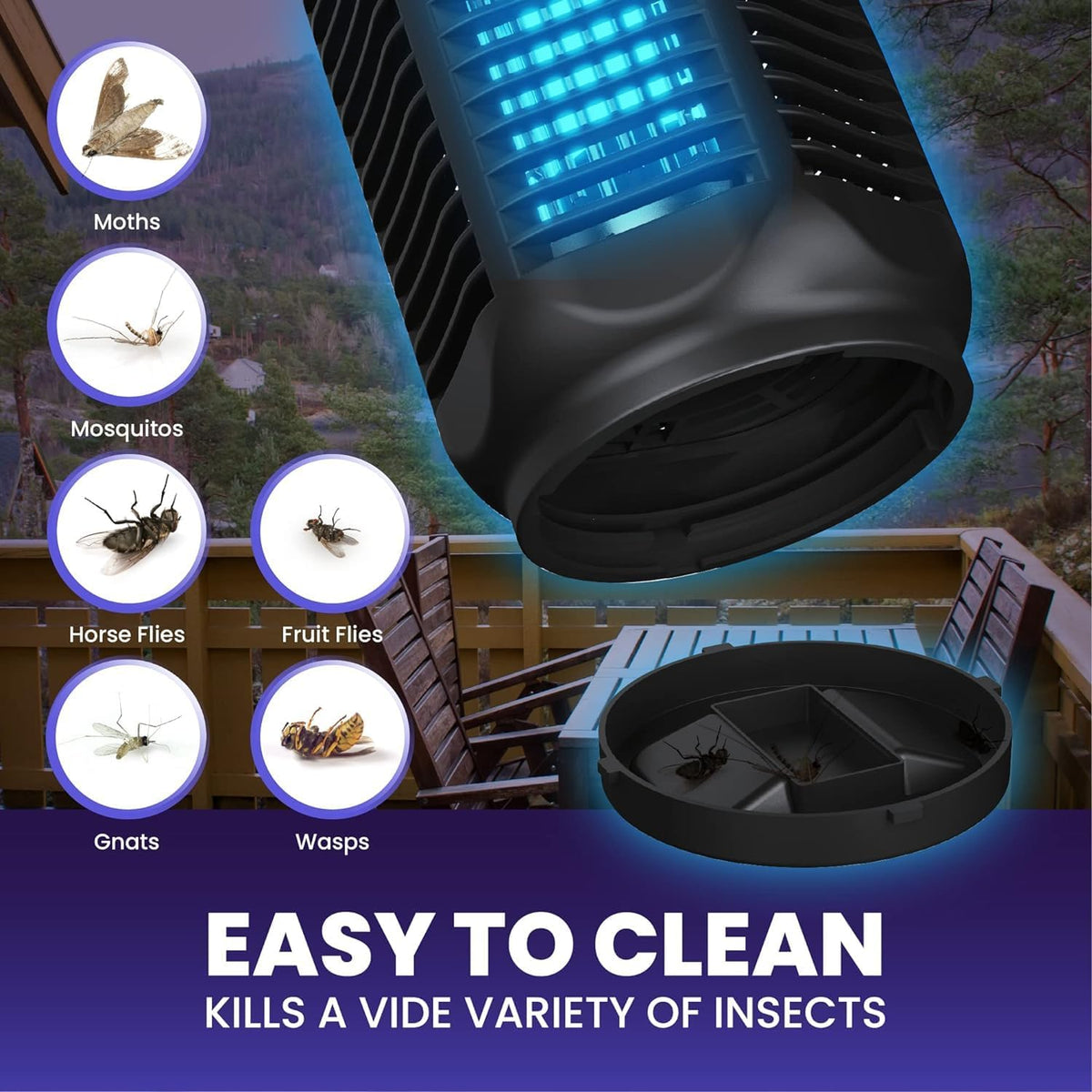Lampada UV per insetti volanti da 20 W con griglia elettrica