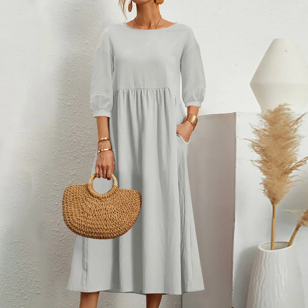 Abito midi patchwork dal taglio morbido da donna