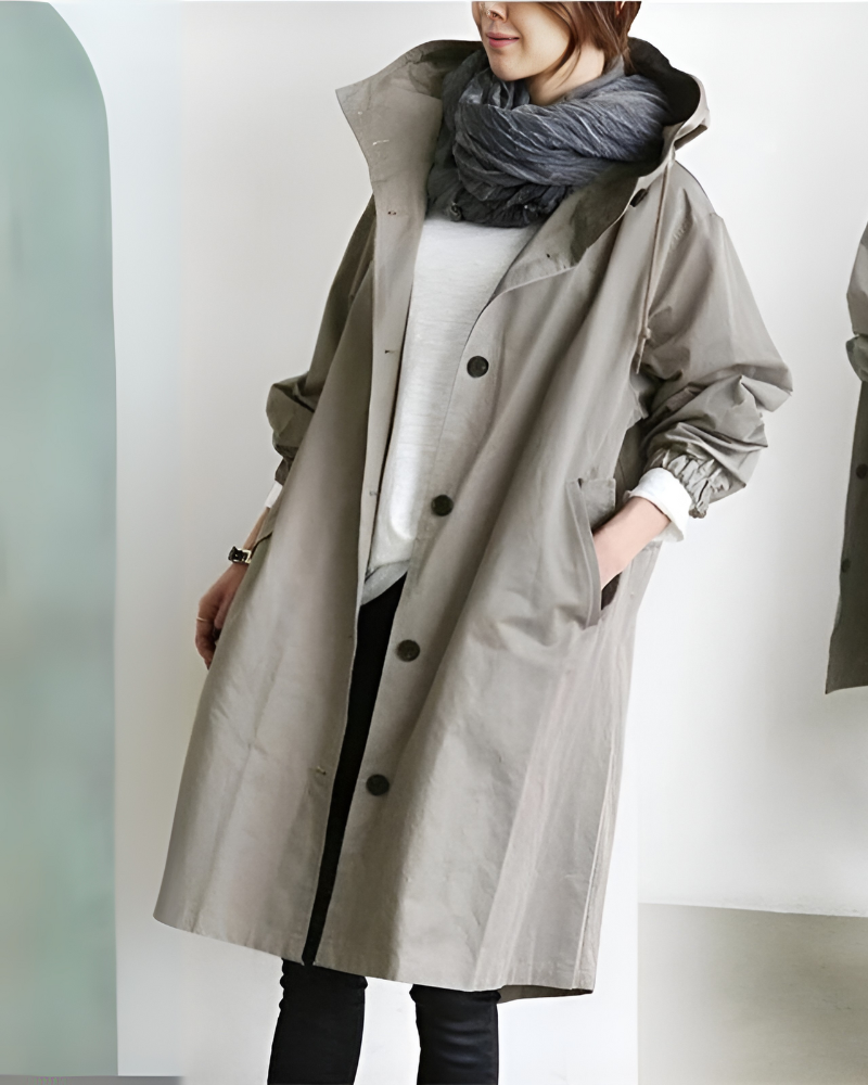 Trench classico con cappuccio da donna