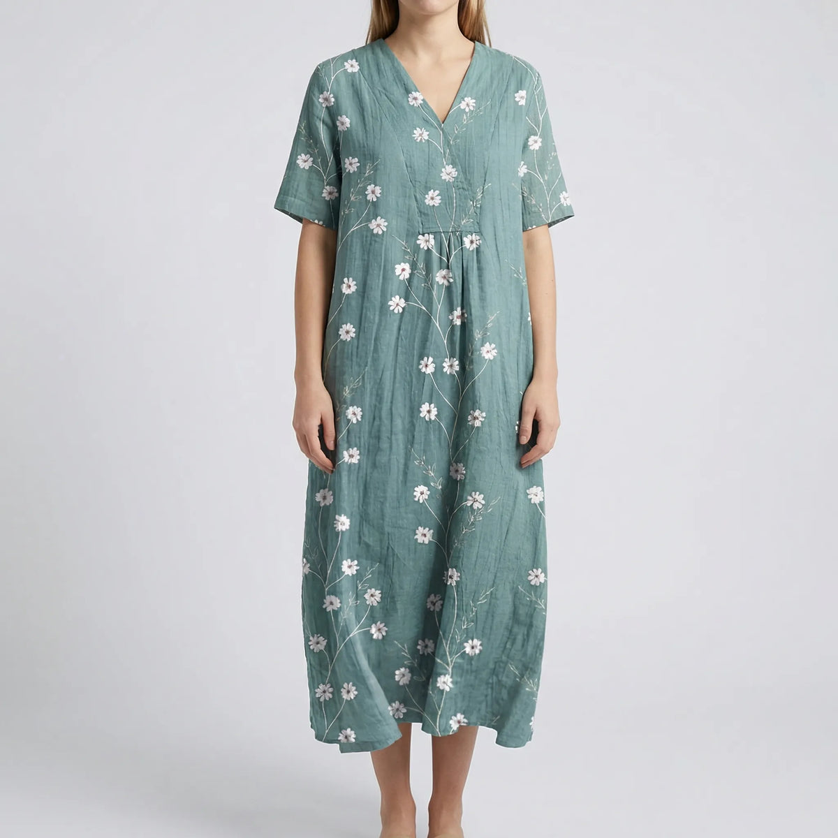 Abito Midi con Stampa Floreale