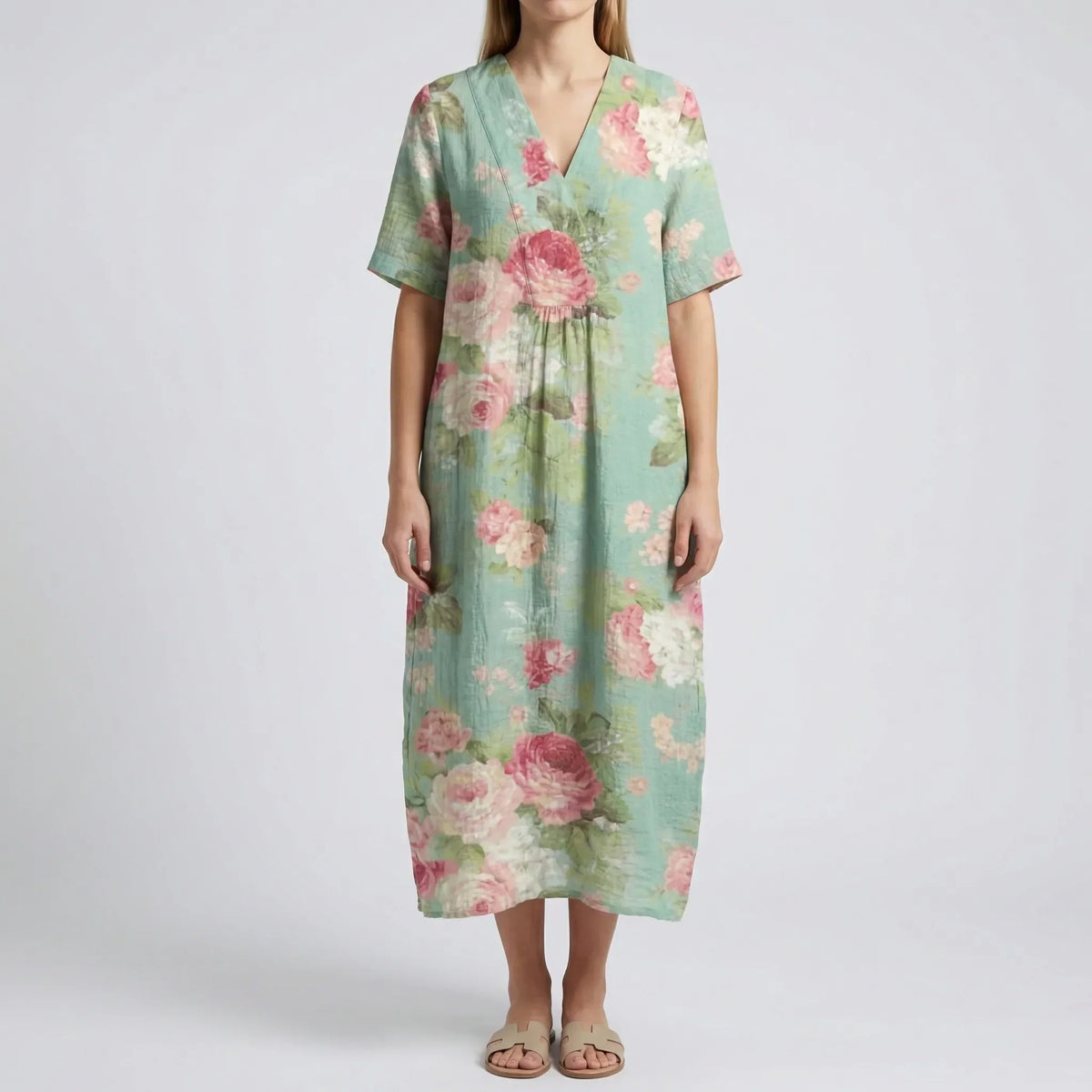 Abito Midi con Stampa Floreale