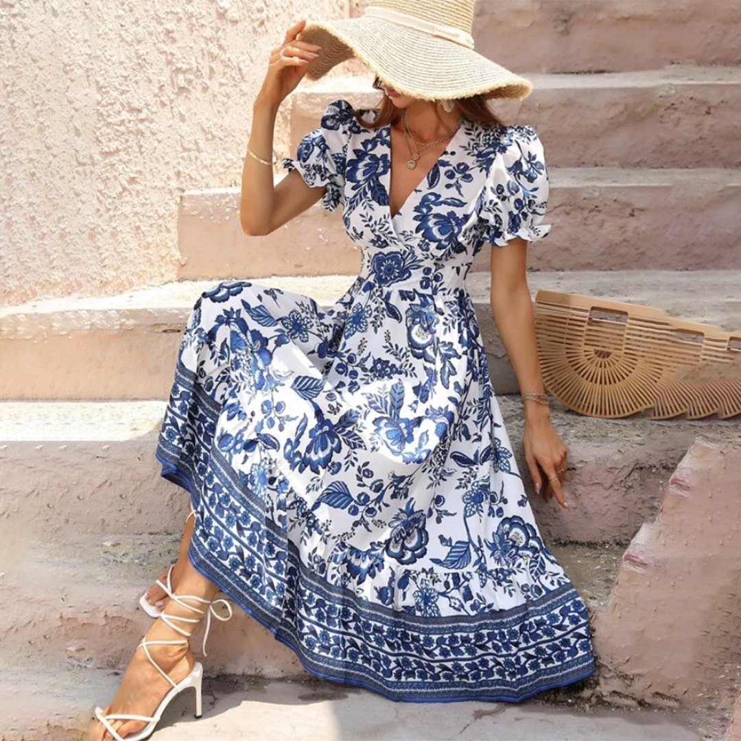 Renske – Abito a fiori con maniche a sbuffo da donna