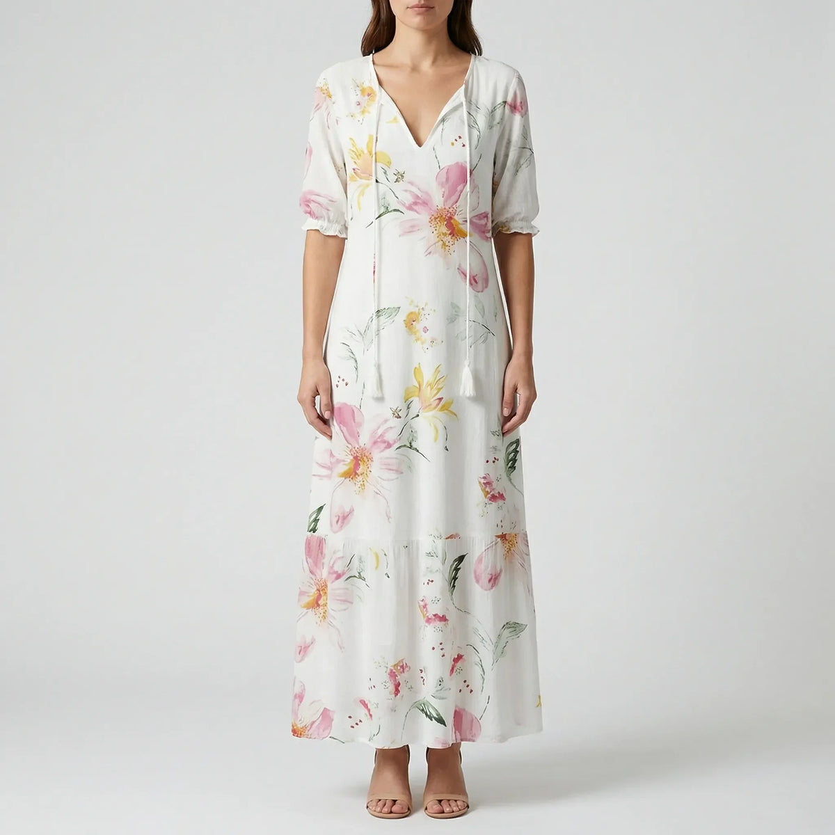 Abito Maxi Boho con Stampa Floreale