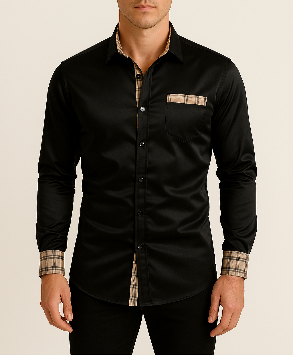 Camicia raffinata con dettagli a quadri