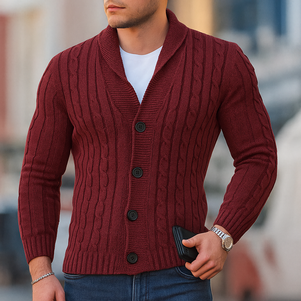 Cardigan in maglia con revers da uomo