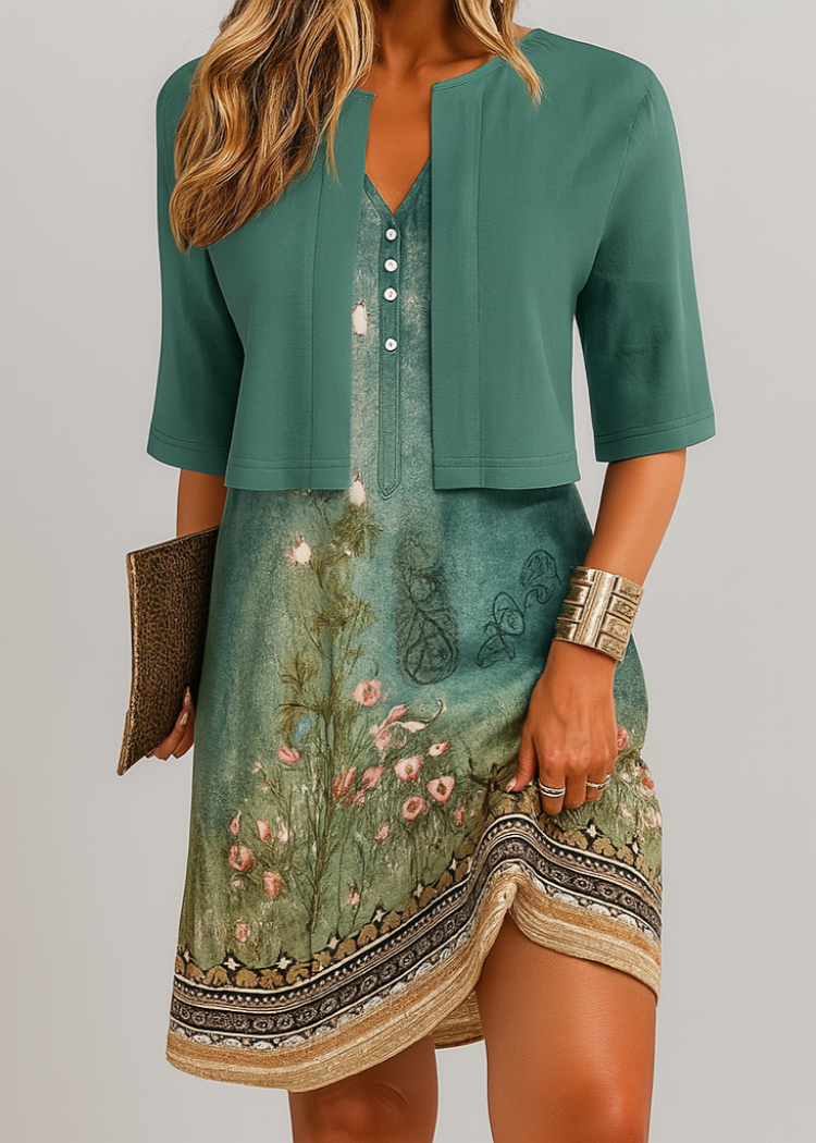 Completo due pezzi con top e gonna lunga svasata da donna