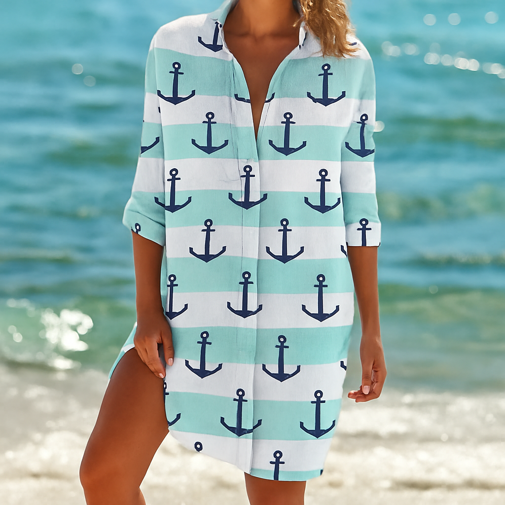 Abito corto boho in tessuto leggero da donna