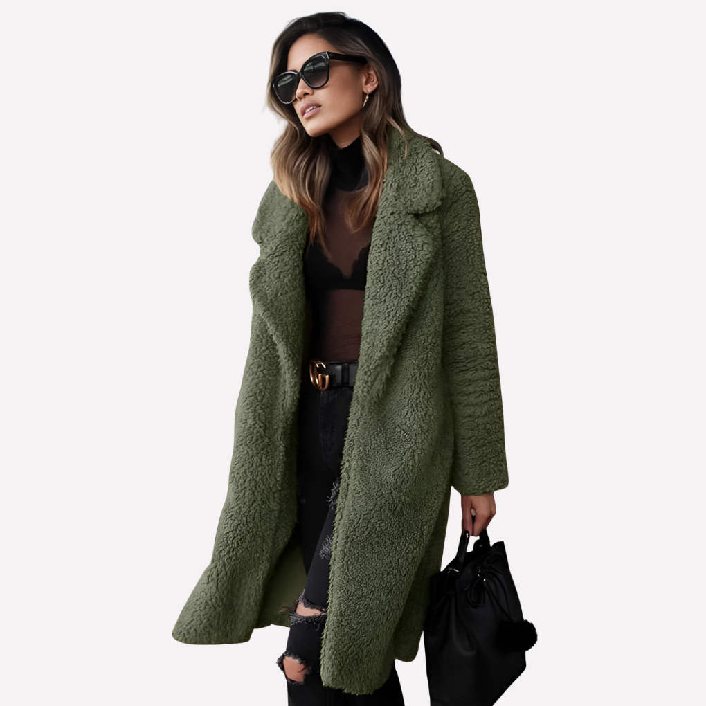 Cappotto lungo in teddy da donna