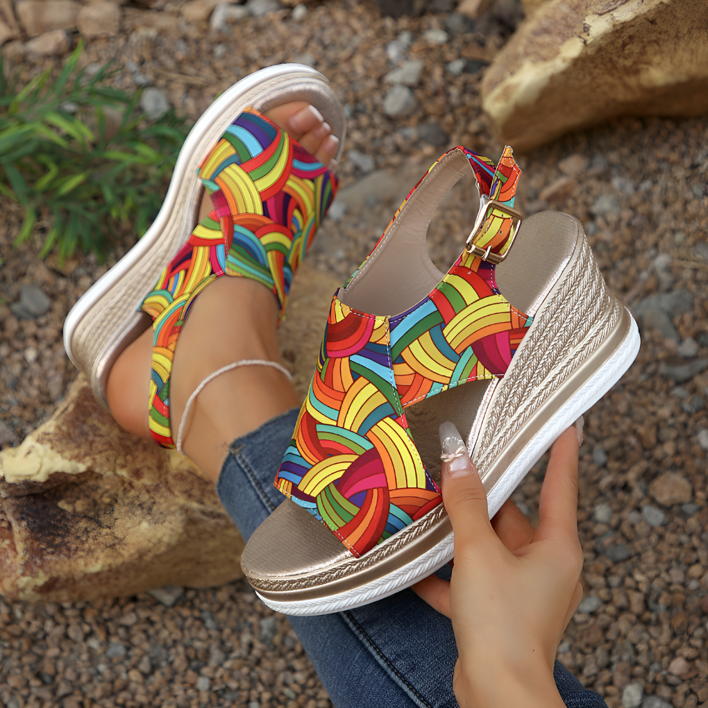 Sandali espadrillas con zeppa da donna